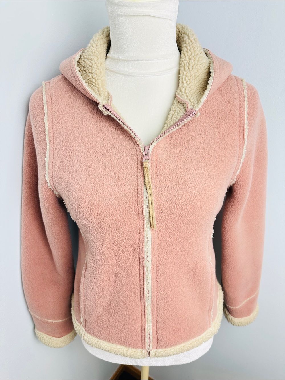 Y2K Old Navy Pink Faux Suede Cozy Pink Sherpa-Lined Hooded Jacket